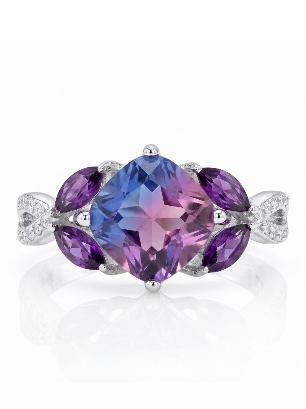 Pink & Purple Gemstone Ring, 925 Sterling Silver Charmed Aroma